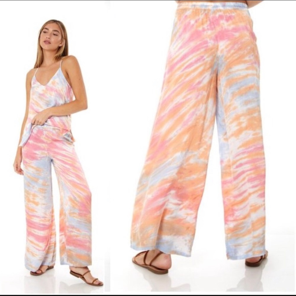 Young Fabulous & Broke Silky Wide Leg Tye Dye Pant